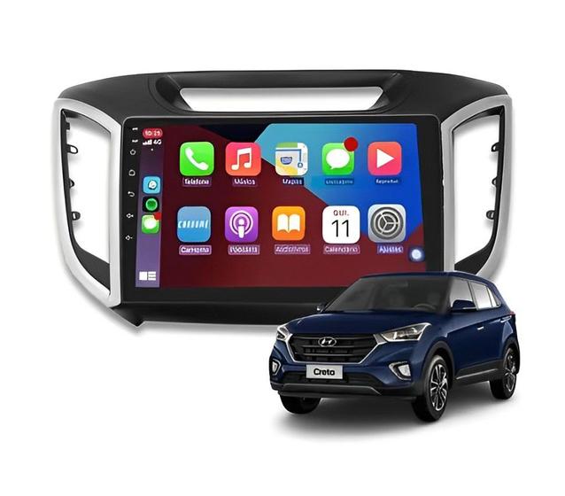 Imagem de Kit Multimidia Creta 17 / 24 Action CarPlay AndroidAuto 9 Pol BT USB FM - Roadstar 908BR