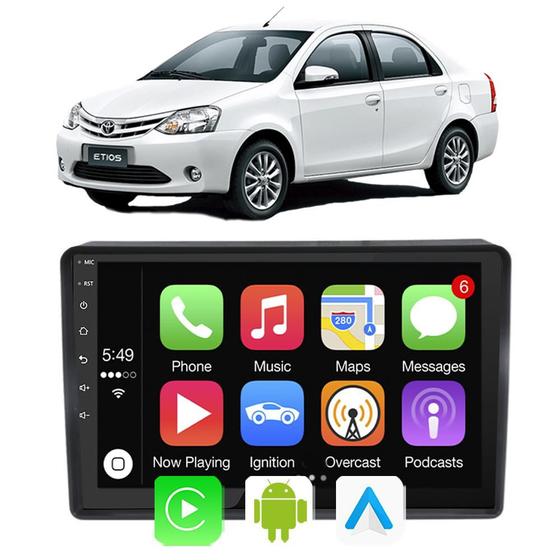 Imagem de Kit Multimidia Etios 2013 14 15 16 17 18 19 2020 9" CarPlay Android Auto Google Assistente Tv Online Bluetooth Gps
