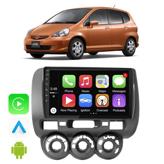 Imagem de Kit Multimidia Fit 2004 2005 2006 2007 2008 9" CarPlay Android Auto Google Assistente e Siri Wifi Tv Online 