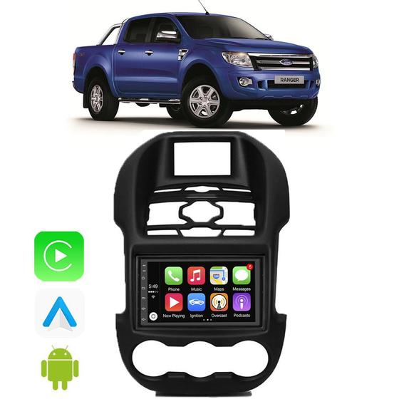 Imagem de Kit Multimidia Ford Ranger 2012 2013 2014 2015 2016 7" CarPlay Android Auto Bluetooth Tv Online 