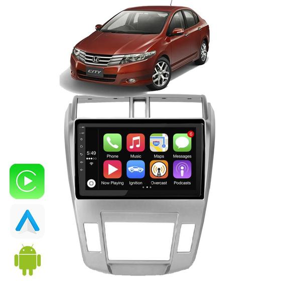 Imagem de Kit Multimidia Honda City 2009 10 11 12 13 2014 9" CarPlay Android Auto Bluetooth Google Assistente e Siri