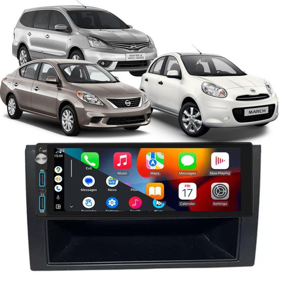 Imagem de Kit Multimidia March Versa Livina 2011-2013 1 Din Android-Auto Mp3 + Moldura 