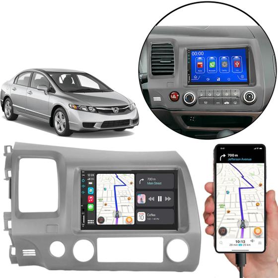 Imagem de Kit Multimídia Mp5 Civic 2007-2011 7 Pol Carplay Android-Auto + Câmera de ré