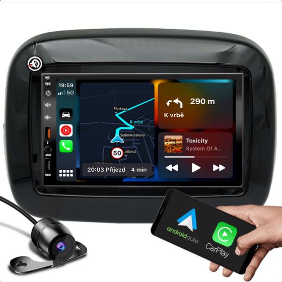Imagem de kit multimidia mp5 com bluetooth espelhamento e carplay + moldura de 7 polegadas + camera de ré