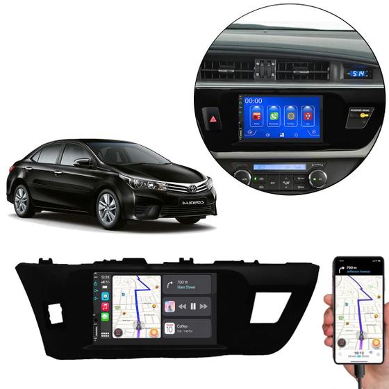 Imagem de Kit Multimídia Mp5 Corolla 2015-16-17 7 Pol Carplay Android-Auto + Câmera de ré