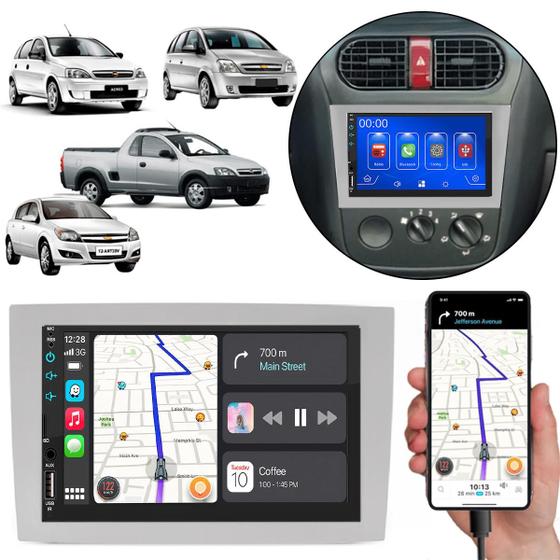 Imagem de Kit Multimídia Mp5 Corsa Montana 2002 A 2012 7 Pol Carplay Android-Auto