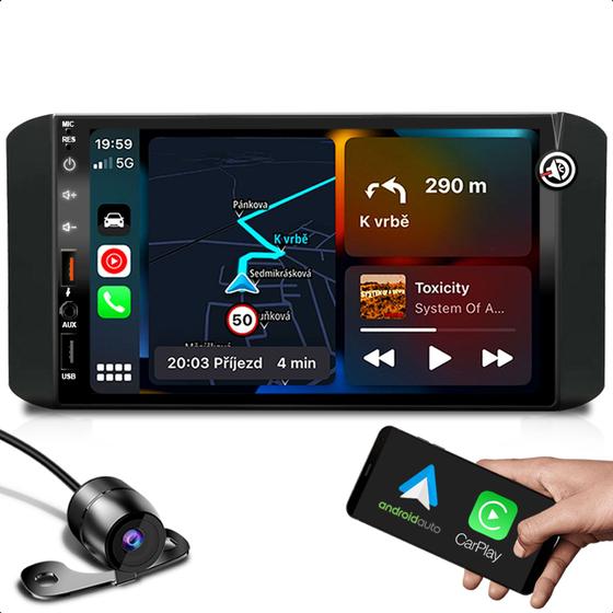 Imagem de Kit multimidia MP5 funções bluetooth carplay e espelhamento + moldura de 7 polegadas + camera de re