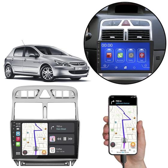 Imagem de Kit Multimídia MP5 Peugeot 307 2002 03 04 05 06 07 08 09 10 11 12 9 Pol Android-Auto Carplay