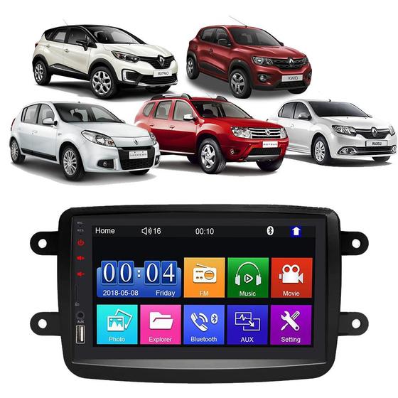 Imagem de Kit Multimídia Mp5 Sandero logan Duster Kwid Captur 7 Polegadas Espelhamento Android e IOS