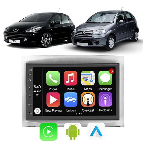 Imagem de Kit Multimidia Peugeot 307 Citroen C3 2002 2003 2004 A 2011 2012 7" Android Auto CarPlay Tv Online