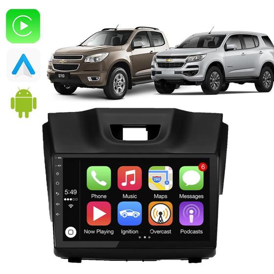 Imagem de Kit Multimidia S10 Trailblazer 2012 13 14 15 2016 9" CarPlay Android Auto Google Assistente e Siri Tv Online 