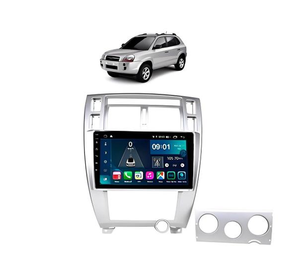 Imagem de Kit Multimídia Tucson 06 / 16 Mold Prata 9 Pol Android 13 Carplay Gps 2/32GB - ADAK