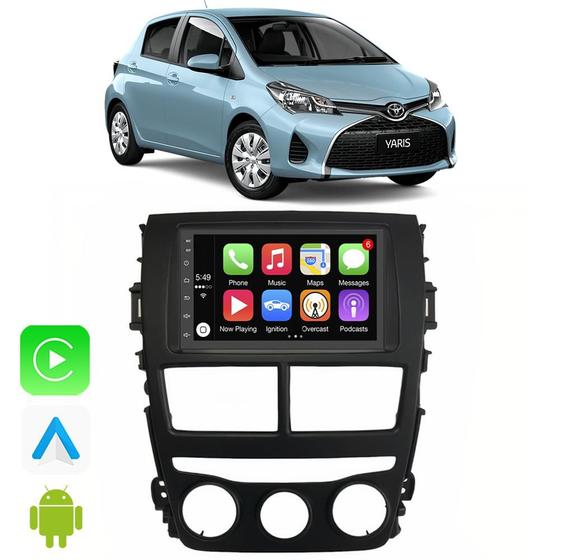 Imagem de Kit Multimidia Yaris 2018 19 20 21 22 23 2024 7" Android Auto CarPlay Gps Tv Voz Google Siri Bluetooth 