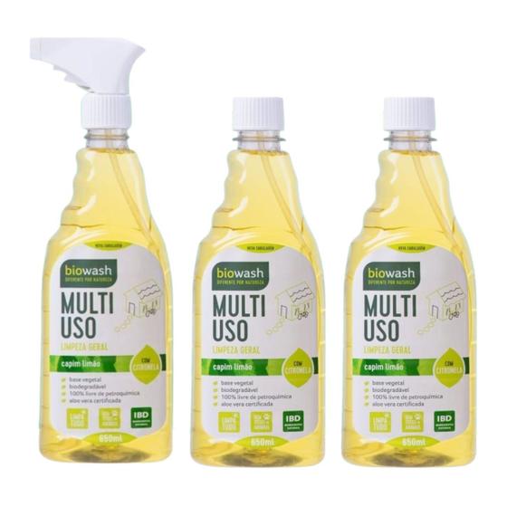 Imagem de KIt MultiUso Biodegradável Capim Limão 650ml + 2 Refil