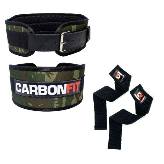 Imagem de Kit musculação cinto e strap carbonfitness cf