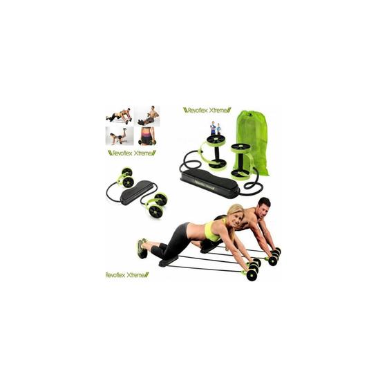 Imagem de Kit musculação fitness completo academia em casa elastico roda abdominal extensor p/ braços pernas