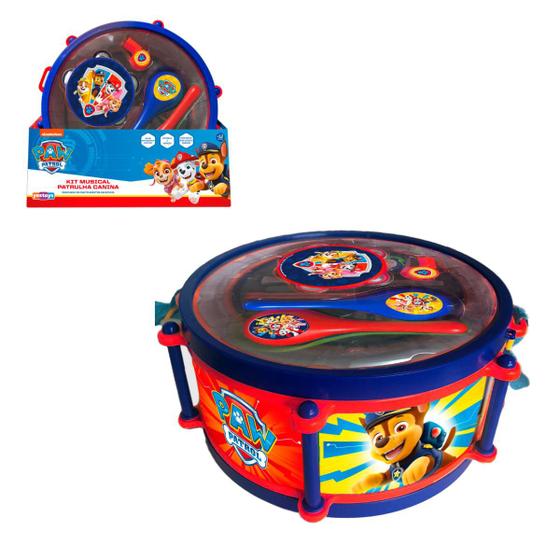 Imagem de Kit Musical Infantil Conjunto Bumbo Patrulha Canina Divertido - Yestoys