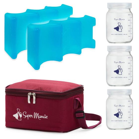 Kit N2 - Bolsa Térmica com 2 Gelos Artificiais e 3 potes de vidro com graduação 200ml Menor preço em Kit N2 - Bolsa Térmica com 2 Gelos Artificiais e 3 potes de vidro com graduação 200ml