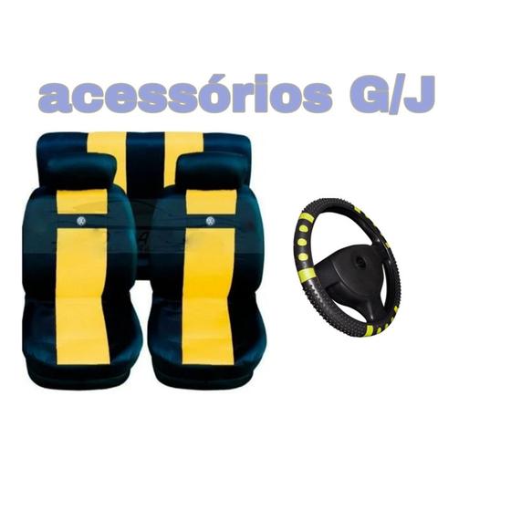 Imagem de kit n5/ capa p banco nylon amarelo+acessórios saveiro