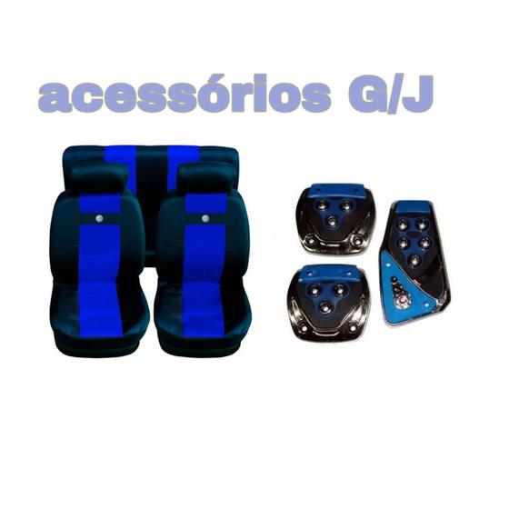 Imagem de kit n6  capa p banco couro azul+acessórios pointer