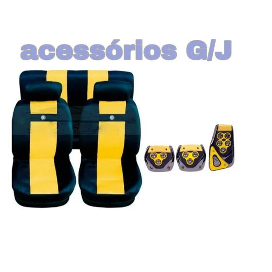 Imagem de kit n6/ capa p banco nylon amarelo+acessórios polo