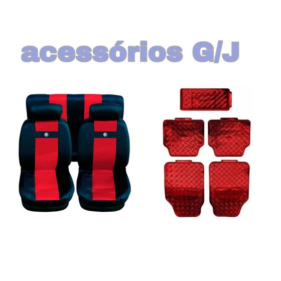 Imagem de kit n6  capa p banco nylon vermelho+acessórios polo