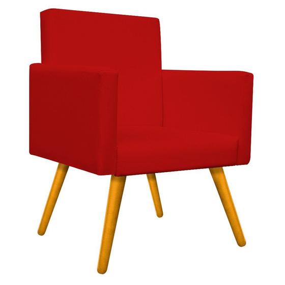 Imagem de Kit Namoradeira, Poltrona Arenzza e Puff Sofia Palito Mel Sala de Espera Corano Vermelho - KDAcanto Móveis