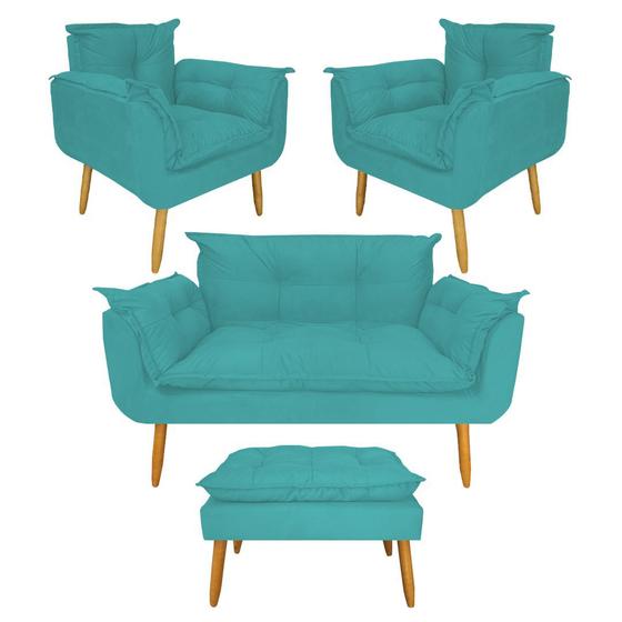 Kit Namoradeira Sofá Opala + 2 Poltronas Cadeira Opala + 1 puff Decorativa - Ornaghi Estofados Menor preço em Kit Namoradeira Sofá Opala + 2 Poltronas Cadeira Opala + 1 puff Decorativa - Ornaghi Estofados