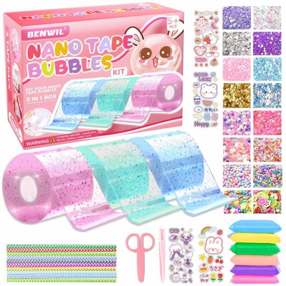 Imagem de Kit Nano Tape Bubble para Crianças - Squishy Maker com Lantejoulas e Bolas