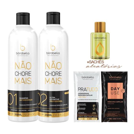 Imagem de Kit Não Chore Mais Borabella 2x350ml + Sachês + Óleo Argan