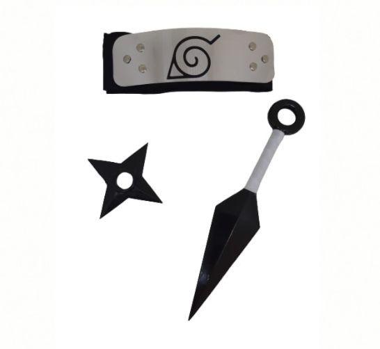 Imagem de Kit Naruto Bandana Vila Da Folha + Kunai E Shuriken - Cosplay