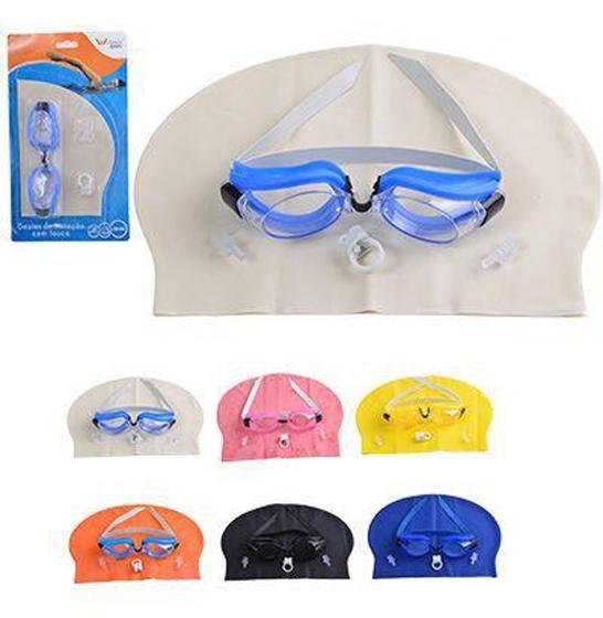 Imagem de Kit Natacao com Oculos Touca Protetor de Ouvido e Nasal Summer Fun - Wellmix