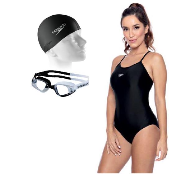 Kit Natação Speedo Maiô Skinny + Óculos Glypse + Touca Flat Silicone Menor preço em Kit Natação Speedo Maiô Skinny + Óculos Glypse + Touca Flat Silicone
