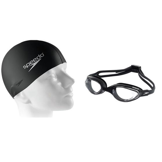 Imagem de Kit Natação Speedo Óculos Hydrovision Touca Flat Cap