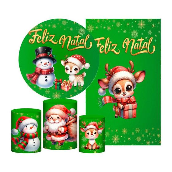 Imagem de Kit Natal Painel Redondo + Trio Capas + Retangular Tecido