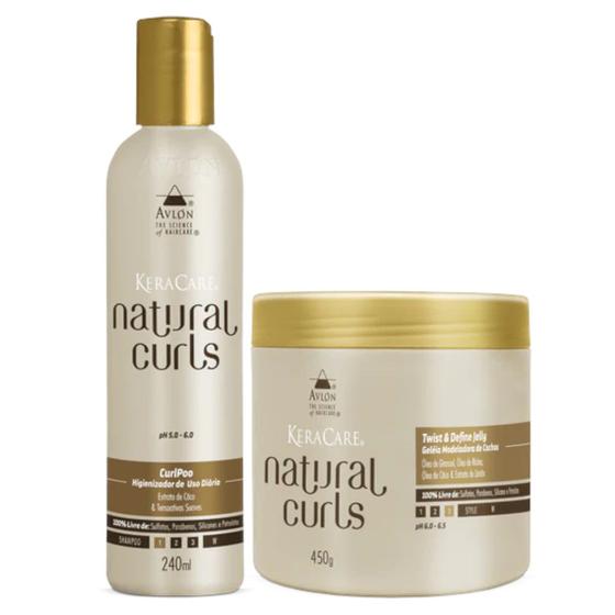 Imagem de Kit Natural Curls 1 Higienizador 240ml 1 Geléia Modeladora 450g Keracare Avlon