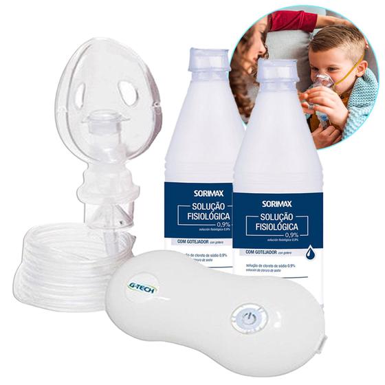 Imagem de Kit Nebulização Nebulizador/Inalador + 1L de soro Fisiológico 0,9% solução em garrafa