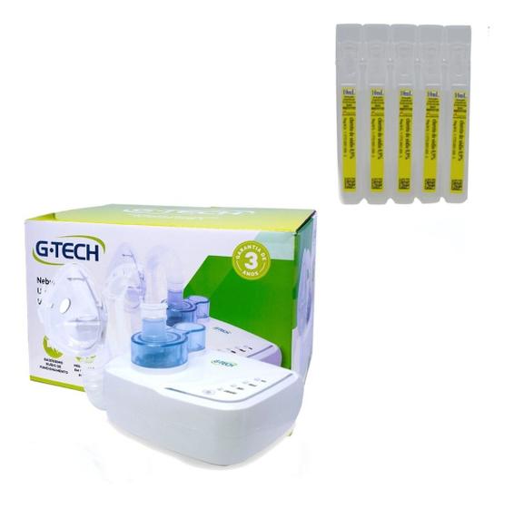 Imagem de Kit Nebulizador Inalador + Soro Fisiologico Incluso G-tech