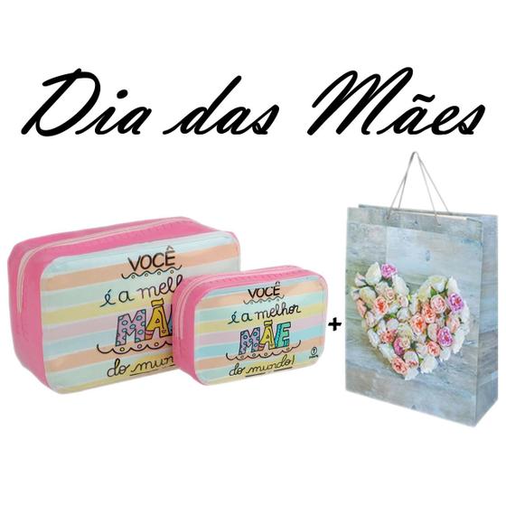 Imagem de Kit Necessaire 2 Peças PVC Melhor Mae do Mundo + SACOLA