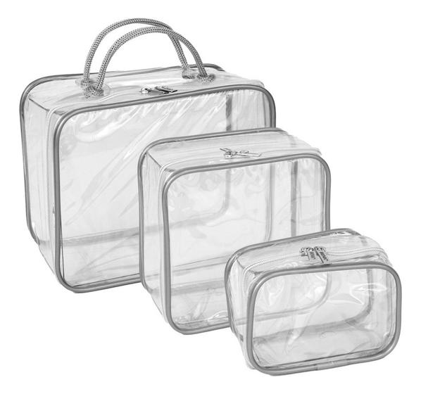 Imagem de Kit nécessaire transparente com fechamento em zíper