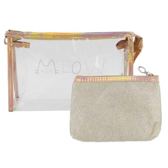 Imagem de Kit Necessaire Transparente e Glitter