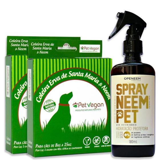 Imagem de Kit Neem Pet Proteção 2 Coleira E Spray Cães Acima De 15Kg