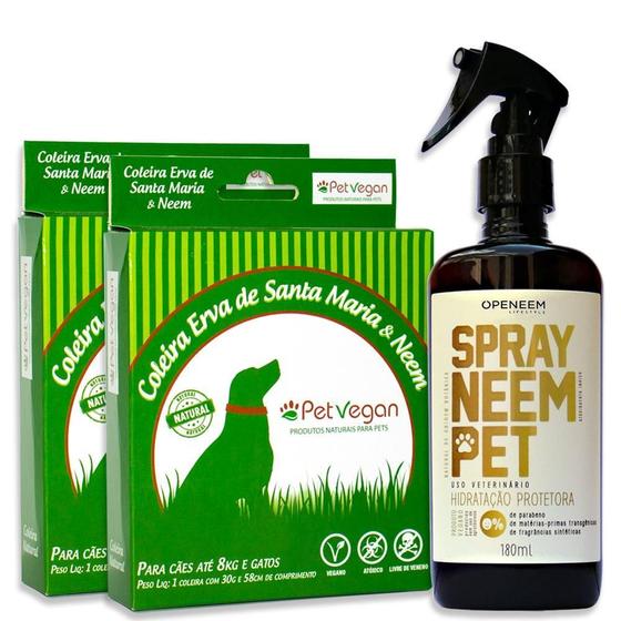 Imagem de Kit Neem Pet Proteção 2 Coleira E Spray Cães Até 8Kg E Gatos