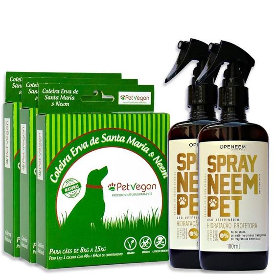 Imagem de Kit Neem Pet Proteção 3 Coleira E 2 Spray Cães De 8Kg A 15Kg