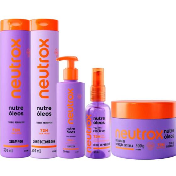 Imagem de Kit Neutrox Nutre Óleos + Máscara de Nutrição Intensa + Leave-in + Óleo