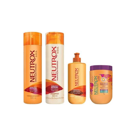 Imagem de Kit Neutrox Sos Shampoo+Condicionador+Creme Pentear+Masc