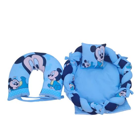 Imagem de Kit ninho com almofada para amamentação 100% algodão Mickey 