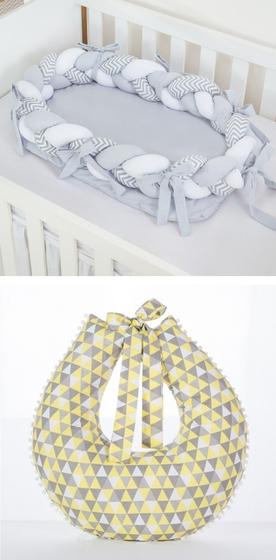Imagem de Kit Ninho Redutor Berço Trança + Almofada Amamentar Vários Modelos - Barros Baby Store