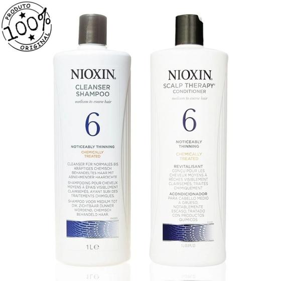 Imagem de Kit Nioxin Sistema 6 Cleanser Shampoo 1000ml + Scalp Revitalizer 1000ml (2 Produtos)
