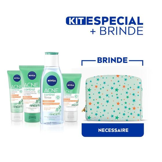 Imagem de Kit Nivea Controle Da Acne Control. Contém: Sabonete + Tônico + Esfoliante + Hidratante + Ganhe Necessaire